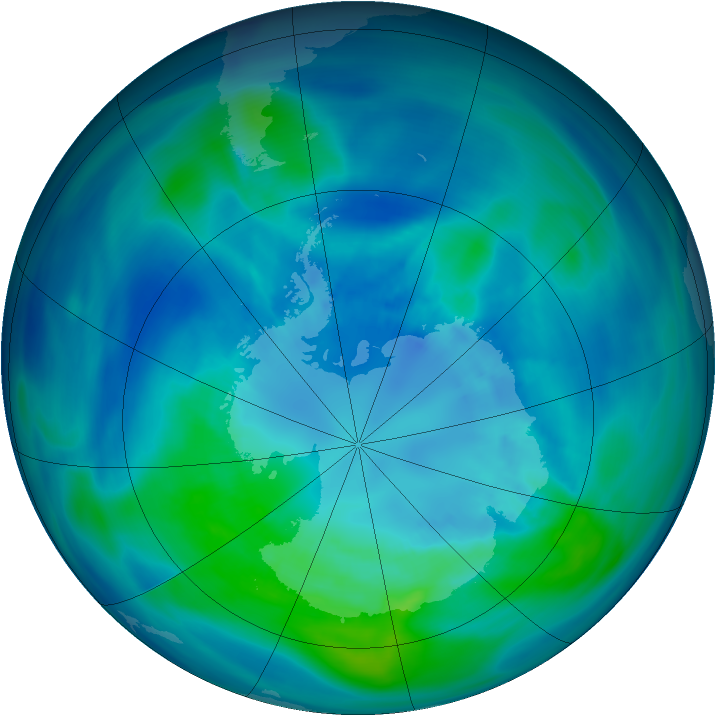Antarctic ozone map for 05 April 2005